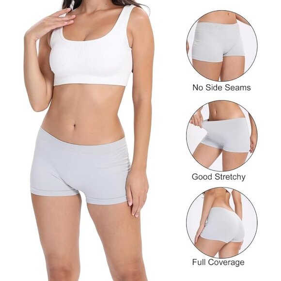 Women's Boyshort Underwear Full Coverage Seamless Panties Soft Stretch Boxer Bri - Picture 3 of 6